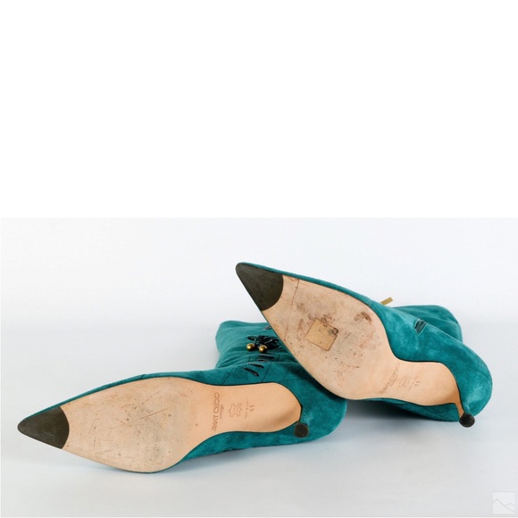 Jimmy Choo Designer Turquoise Leather Boots Sz 41 - Picture 4 of 5